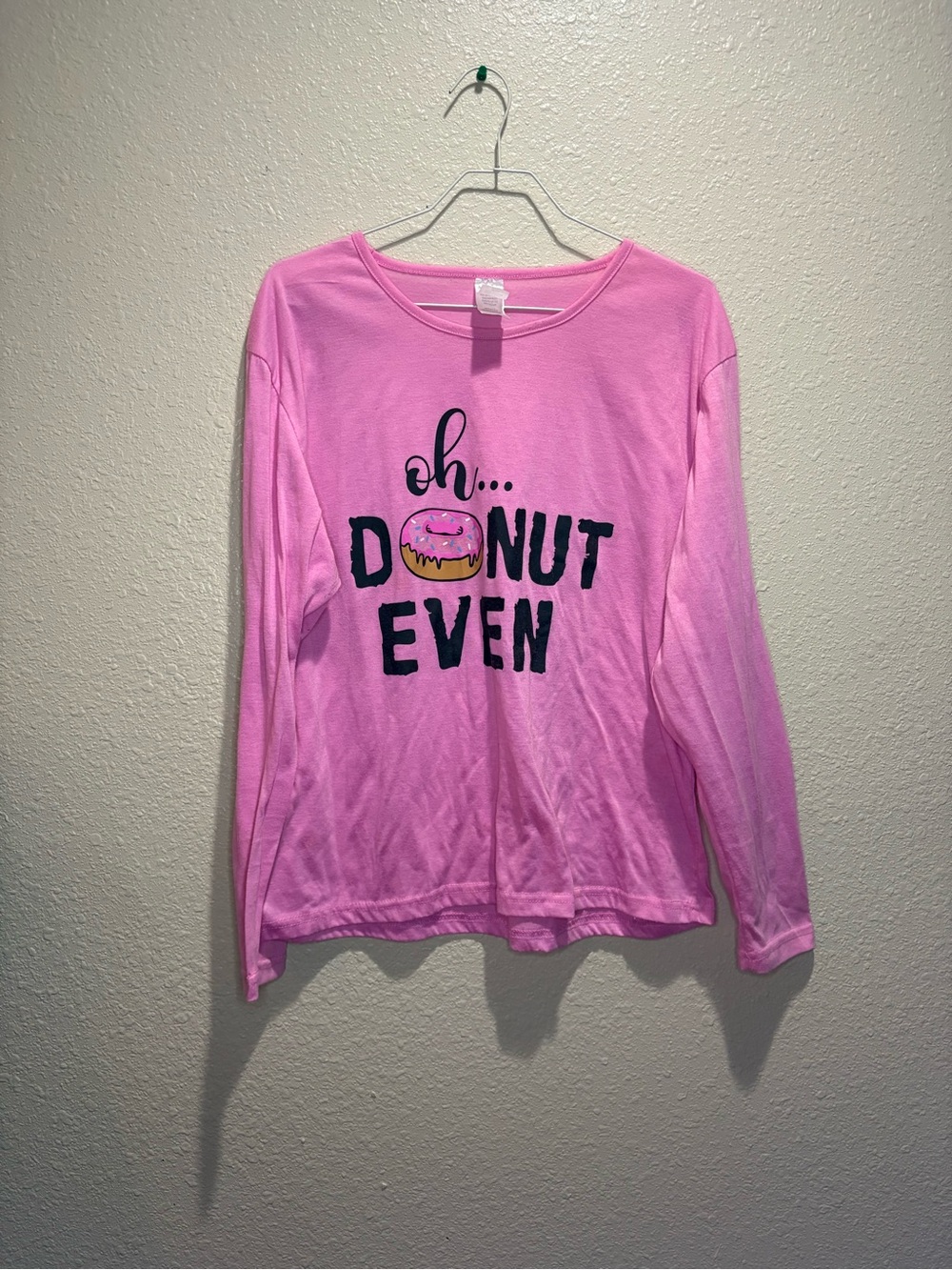 Girls Pink Long-Sleeve Graphic Tee - 'Oh... Donut Even'